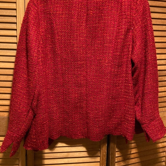 Coldwater Creek Red Waterfall Boucle Draped Collar Jacket - Picture 13 of 16